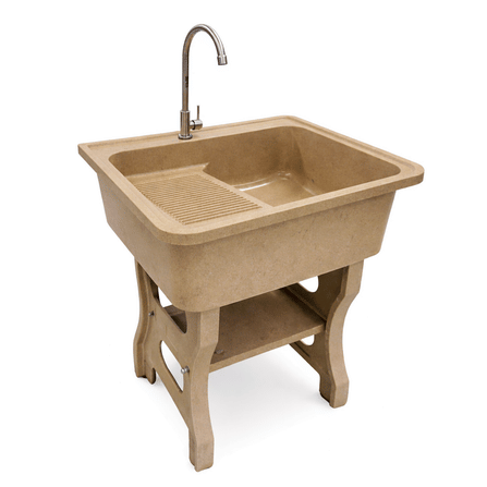อ่างล้างจานขาตั้ง หินควอตซ์ 1 หลุม 1 ที่พัก DINOSAUR WASHTUB ขนาด 80X70X23ซม. สี SAND_4